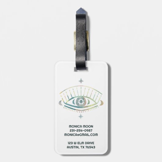 Mystical Eye Magical Boho farbenfroher CUSTOM Chic Gepäckanhänger (Rückseite vertikal)