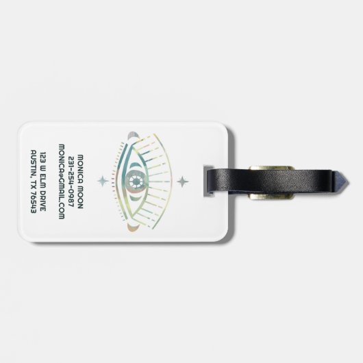 Mystical Eye Magical Boho farbenfroher CUSTOM Chic Gepäckanhänger (Rückseite horizontal)