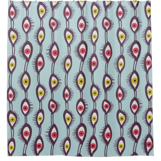 Mystical Eyes Pattern - Psychedelisches Trippy-Des Duschvorhang (Vorderseite)