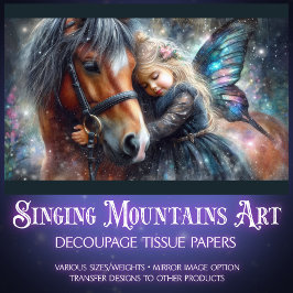 Mystical Fairy Girl and Horse Decoupage Seidenpapier