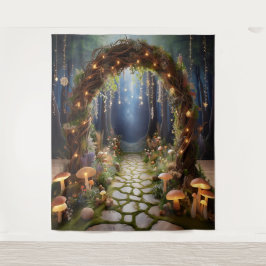 Mystical Fairy Tale Forest Archway hängend Wandteppich