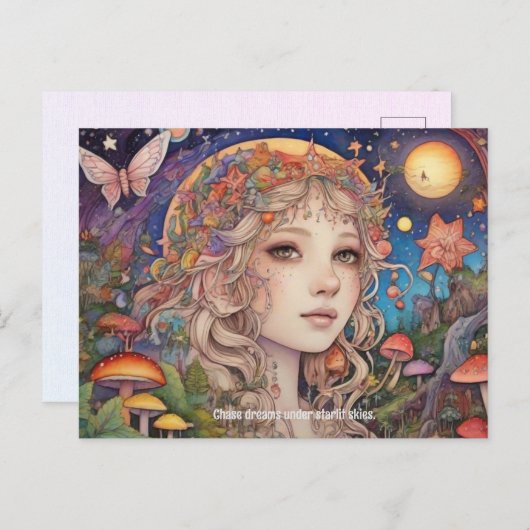 Mystical Fantasy Girl - Custom Magic Postkarte (Vorne/Hinten)