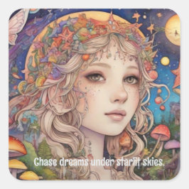 Mystical Fantasy Girl - Custom Magic Quadratischer Aufkleber