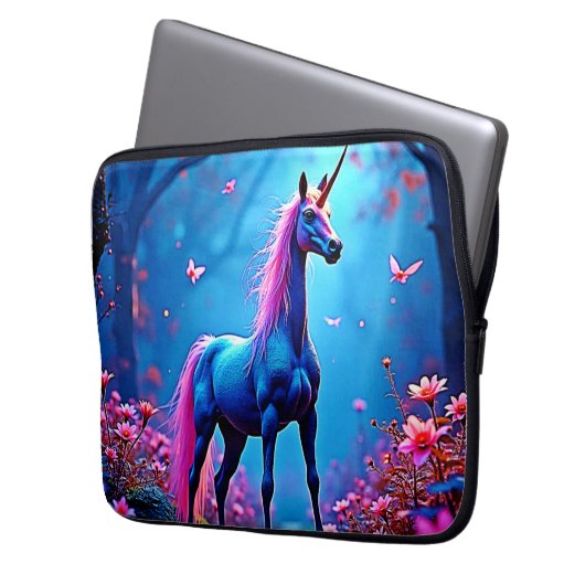 Mystical Fantasy Unicorn Art Laptopschutzhülle (Vorderseite Links)