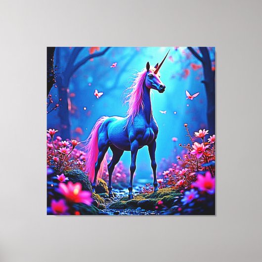 Mystical Fantasy Unicorn Art Leinwanddruck (Vorderseite)