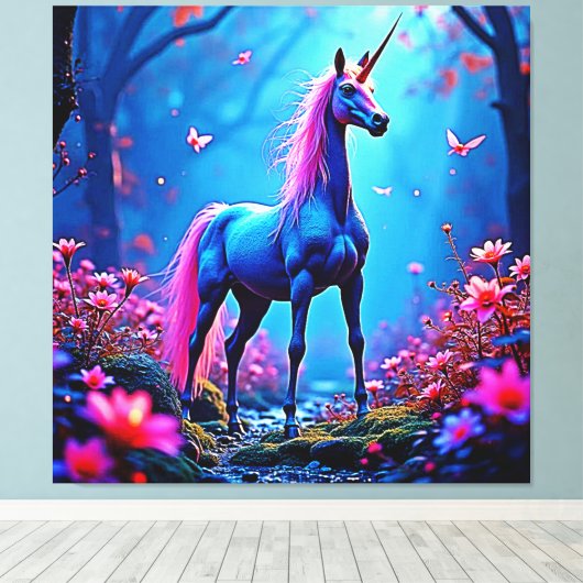 Mystical Fantasy Unicorn Art Leinwanddruck (Insitu (Holzboden))