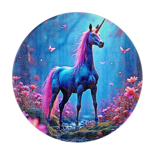 Mystical Fantasy Unicorn Art Schneidebrett (Vorderseite)