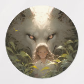 Mystical Fantasy Wolf Guardian Anime Etiketten (Design 2)