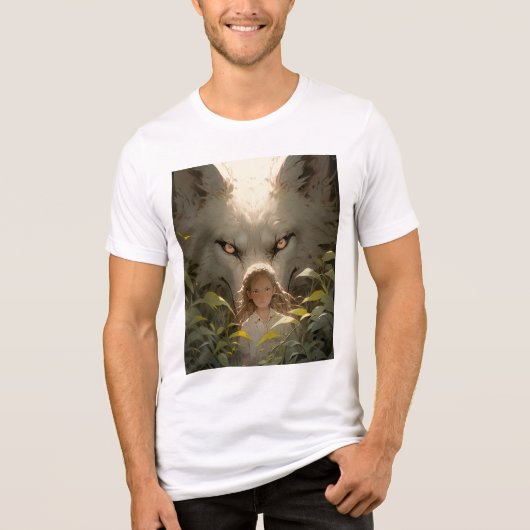 Mystical Fantasy Wolf Guardian Anime Tri-Blend Shirt (Vorderseite)