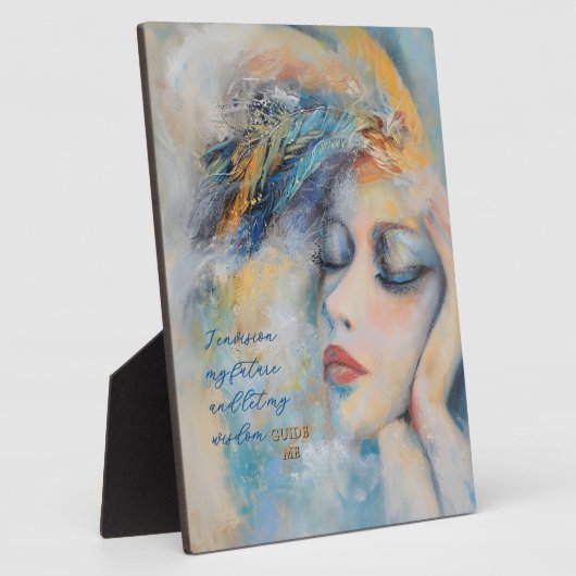 Mystical Feather Woman Tabletop Plaque with Easel Fotoplatte (Seite)