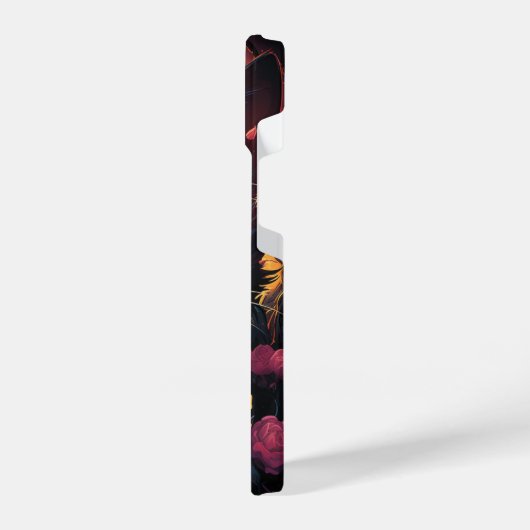 Mystical Feline Elegance Amidst Roses iPhone Hülle (Linke Seite)