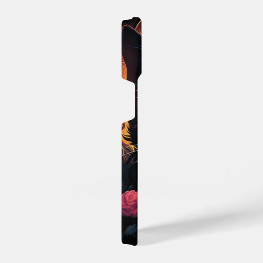 Mystical Feline Elegance Amidst Roses iPhone Hülle (Rechte Seite)