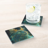 Mystical Feline Glasuntersetzer (Schrägansicht)