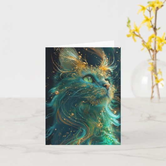 Mystical Feline Karte (Gelbe Blume)