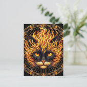 Mystical Fire Cat Mandala Design Postkarte (Stehend Vorderseite)