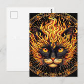 Mystical Fire Cat Mandala Design Postkarte (Vorne/Hinten)