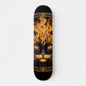 Mystical Fire Cat Mandala Design Skateboard (Vorne)