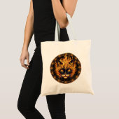 Mystical Fire Cat Mandala Design Tragetasche (Vorderseite (Produkt))