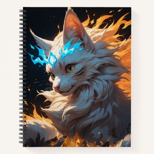 Mystical Flame Cat Familiar Notizblock (Vorderseite)