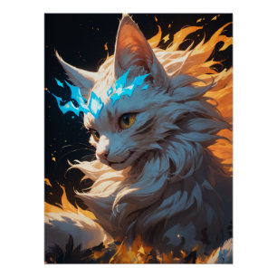 Mystical Flame Cat Familiar Poster