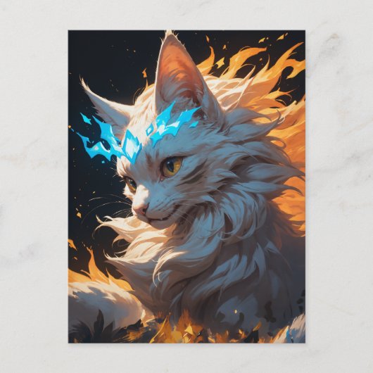 Mystical Flame Cat Familiar Postkarte (Vorderseite)