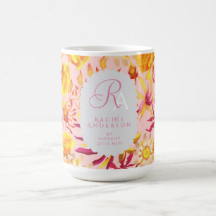Mystical Floral Monogram Pink blühen Kaffeetasse