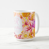 Mystical Floral Monogram Pink blühen Kaffeetasse (VorderseiteRechts)