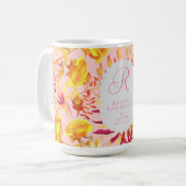 Mystical Floral Monogram Pink blühen Kaffeetasse (Vorderseite Links)