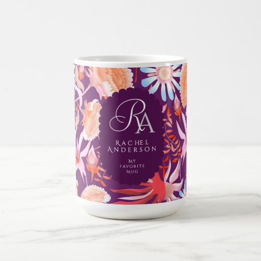Mystical Floral Monogramm blühen Kaffeetasse (Mittel)