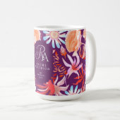 Mystical Floral Monogramm blühen Kaffeetasse (VorderseiteRechts)
