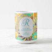 Mystical Floral Monogramm blühend grau Kaffeetasse (Mittel)
