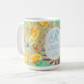 Mystical Floral Monogramm blühend grau Kaffeetasse (Vorderseite Links)