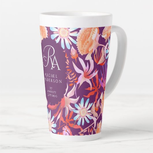 Mystical Floral Monogramm Latte-Tasse blühen Milchtasse (Rechte Ecke)