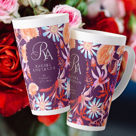 Mystical Floral Monogramm Latte-Tasse blühen Milchtasse