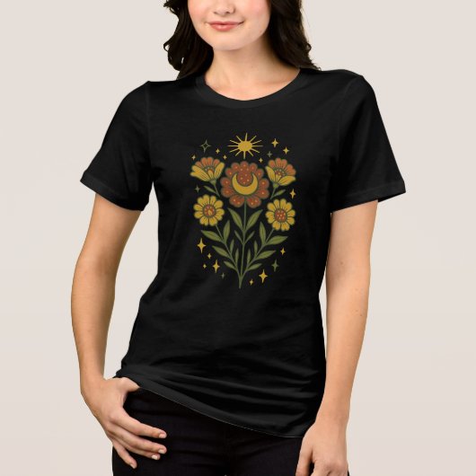 Mystical Folk Blume Unisex Tri-Blend Shirt (Vorderseite)