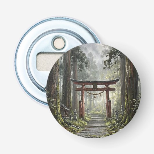 Mystical forest and torii gate that symbolizes it flaschenöffner (Vorderseite)