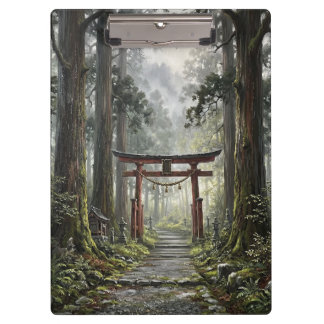 Mystical forest and torii gate that symbolizes it klemmbrett