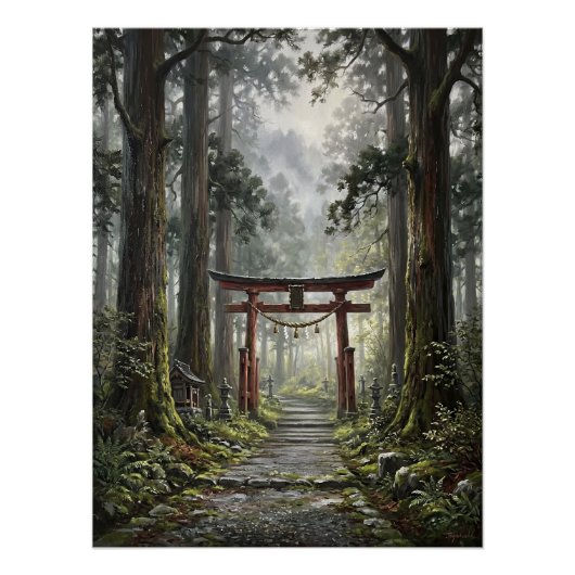 Mystical forest and torii gate that symbolizes it poster (Vorderseite)