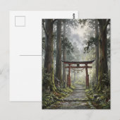 Mystical forest and torii gate that symbolizes it postkarte (Vorne/Hinten)
