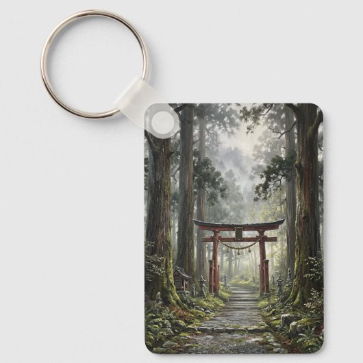 Mystical forest and torii gate that symbolizes it schlüsselanhänger (Vorderseite)