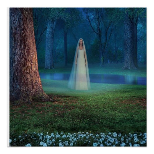Mystical Forest at Night – Fantasy Art Poster (Vorderseite)