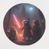 Mystical Forest Battle Animals Art Etiketten (Design 2)