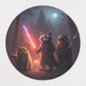 Mystical Forest Battle Animals Art Etiketten (Design 1)