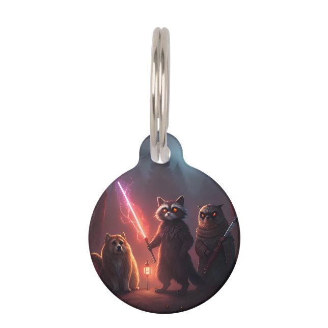 Mystical Forest Battle Animals Art Haustiermarke (Vorderseite)