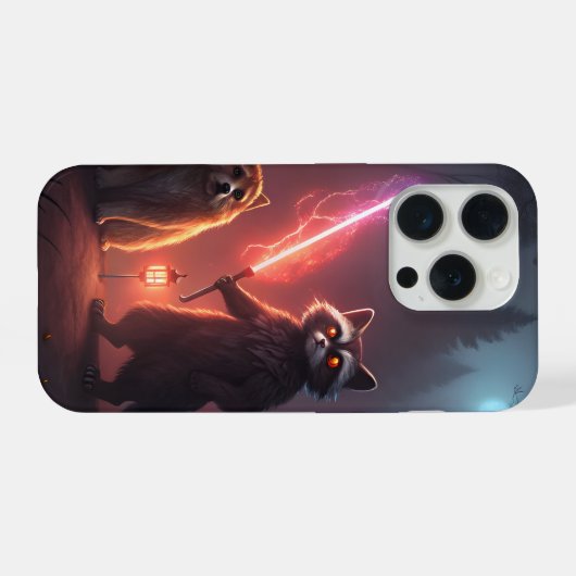 Mystical Forest Battle Animals Art iPhone Hülle (Rückseite (Horizontal))