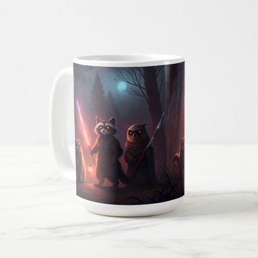 Mystical Forest Battle Animals Art Kaffeetasse (Vorderseite Links)