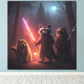 Mystical Forest Battle Animals Art Leinwanddruck (Insitu (Holzboden))