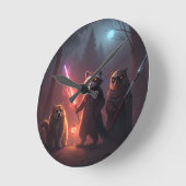 Mystical Forest Battle Animals Art Runde Wanduhr (Winkel)