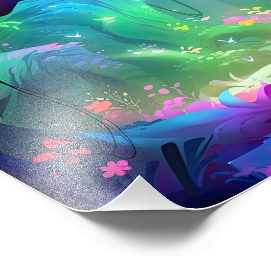 Mystical Forest Celestial Blue Night Sky Fotodruck (Ecke)