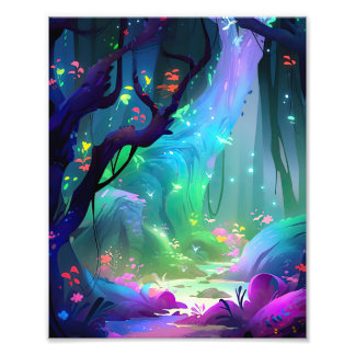 Mystical Forest Celestial Blue Night Sky Fotodruck